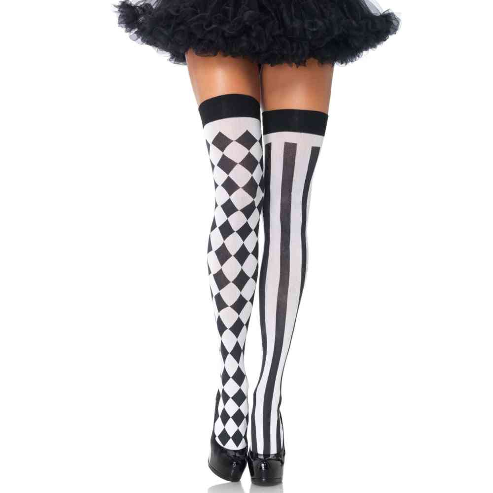 Leg Avenue - Harlequin Thigh high stockings - Black/White